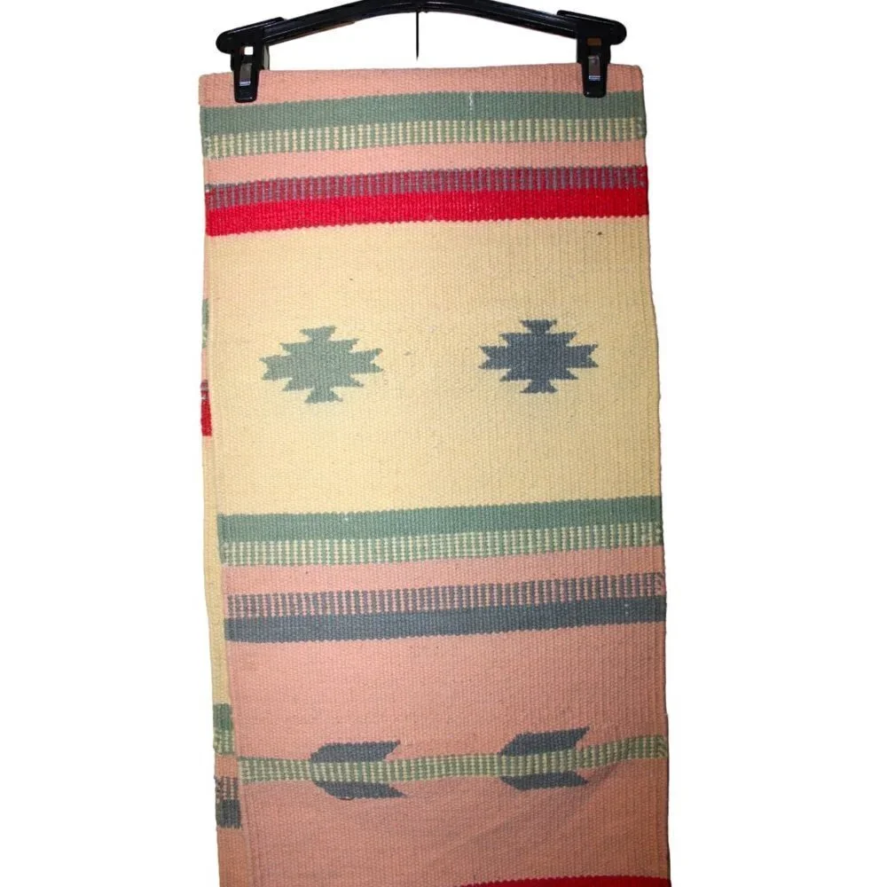 Hand loomed Art Southwestern table runner Pastel colors Geometric Folk Oaxacan?